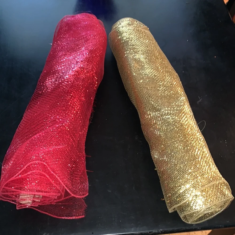 Red and Gold Holiday Mesh Trimmings